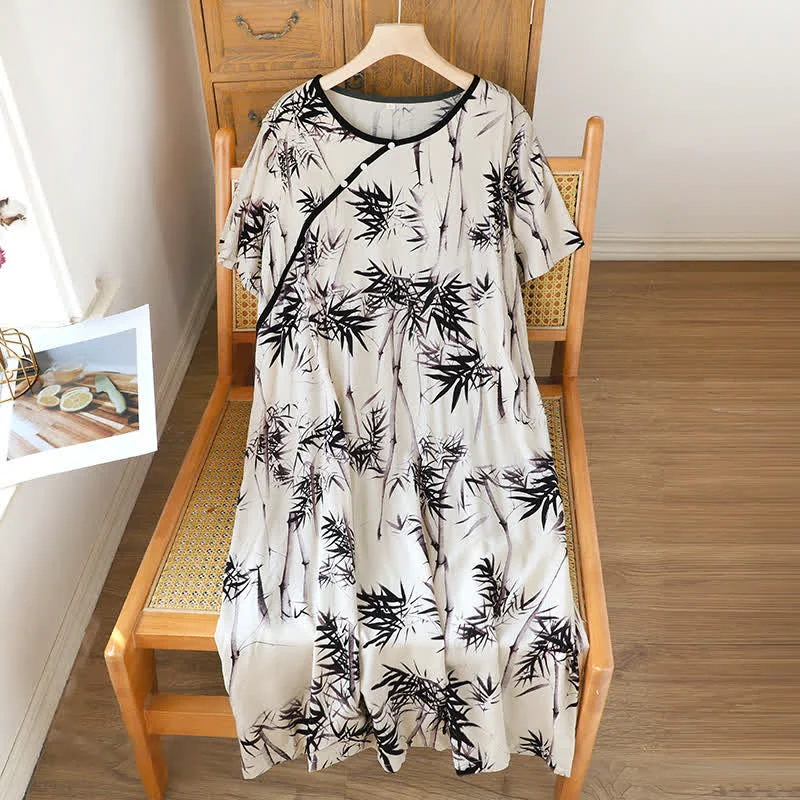 Environmentally Friendly Ownkoti Vintage Oriental Ink Bamboo Nightgown High-Quality