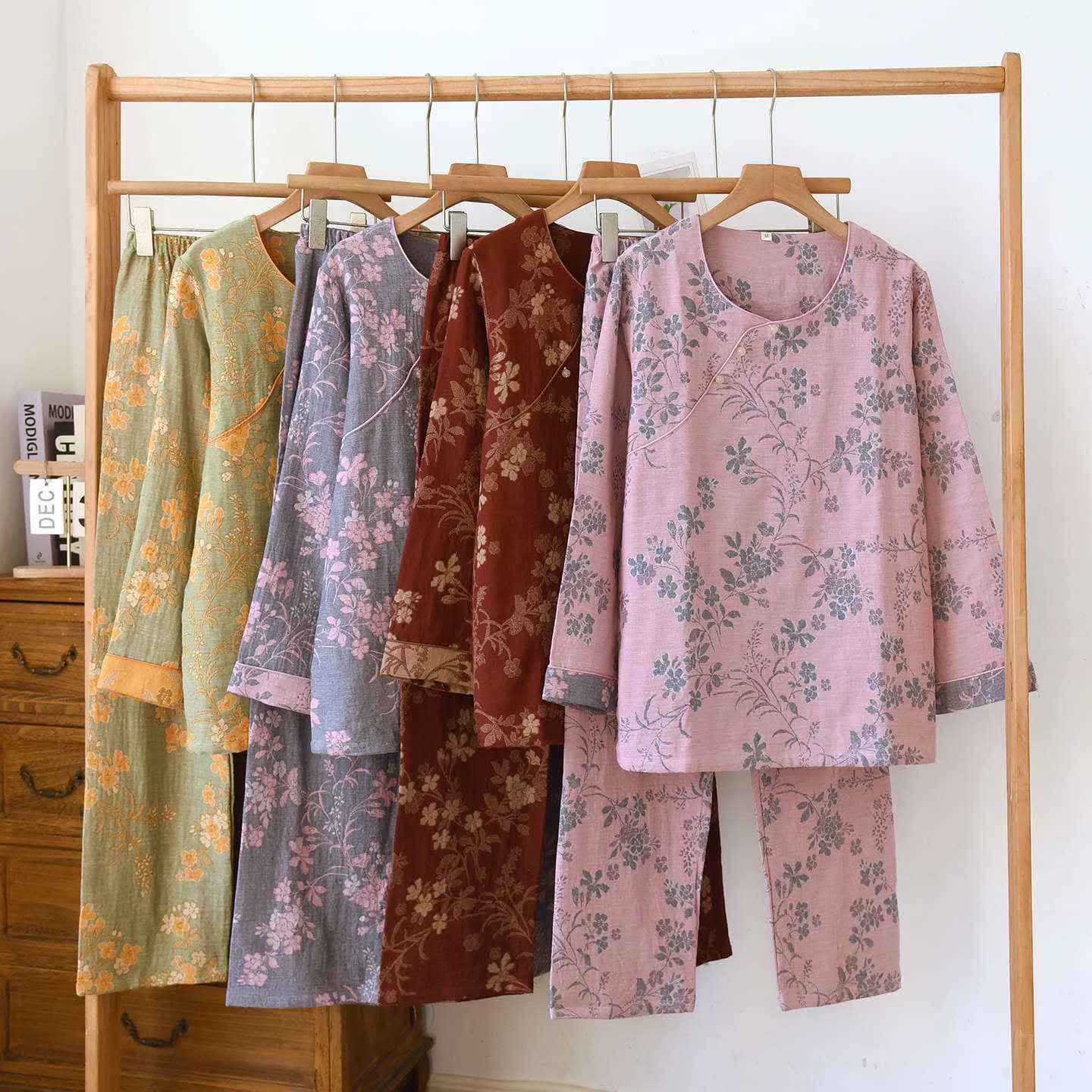 Advanced Ownkoti Plum Blossom Jacquard Cotton Gauze Pajamas Specialty