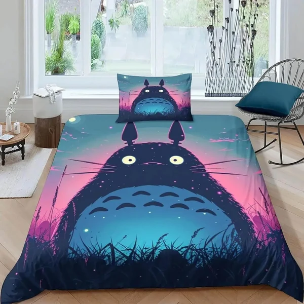 Green 3D Anime My Neighbor Totoro Quilt Cover Fashionable