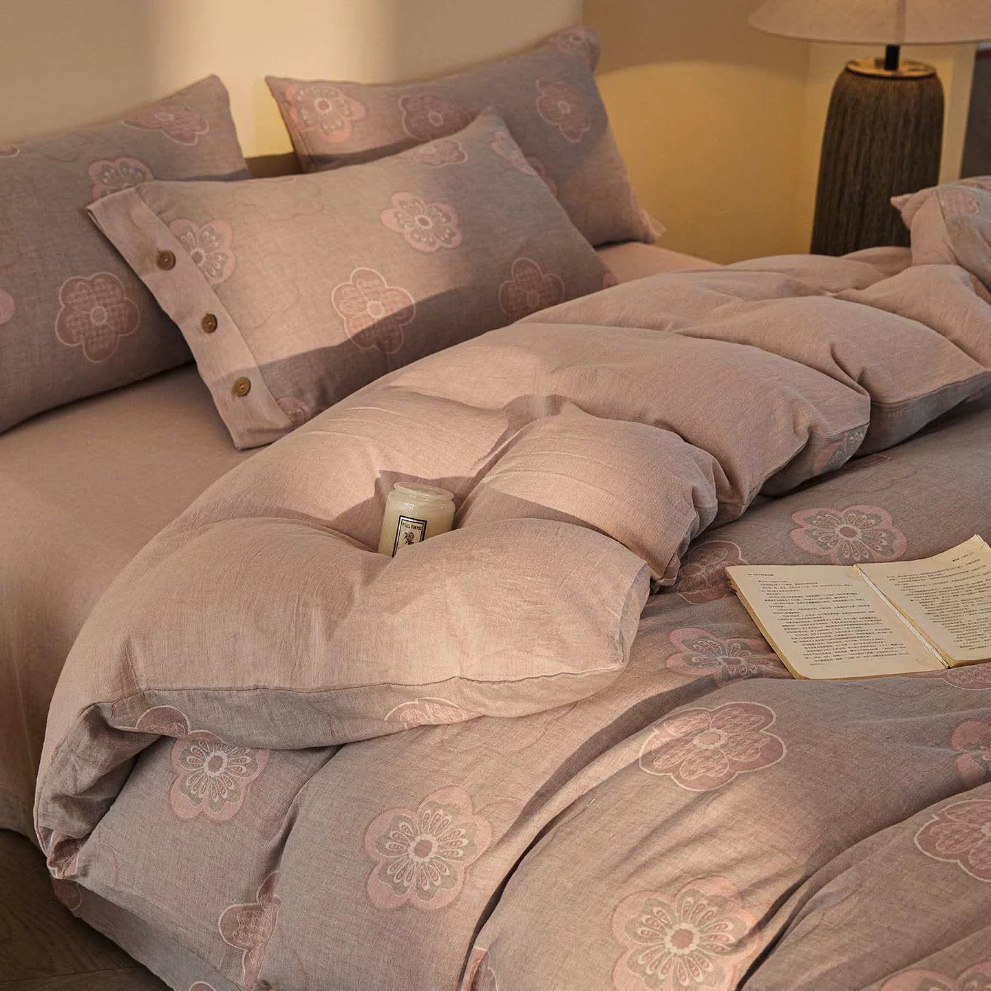 Efficient Ownkoti Country Floral Cotton Double Gauze Bedding Set 4PCS Innovative