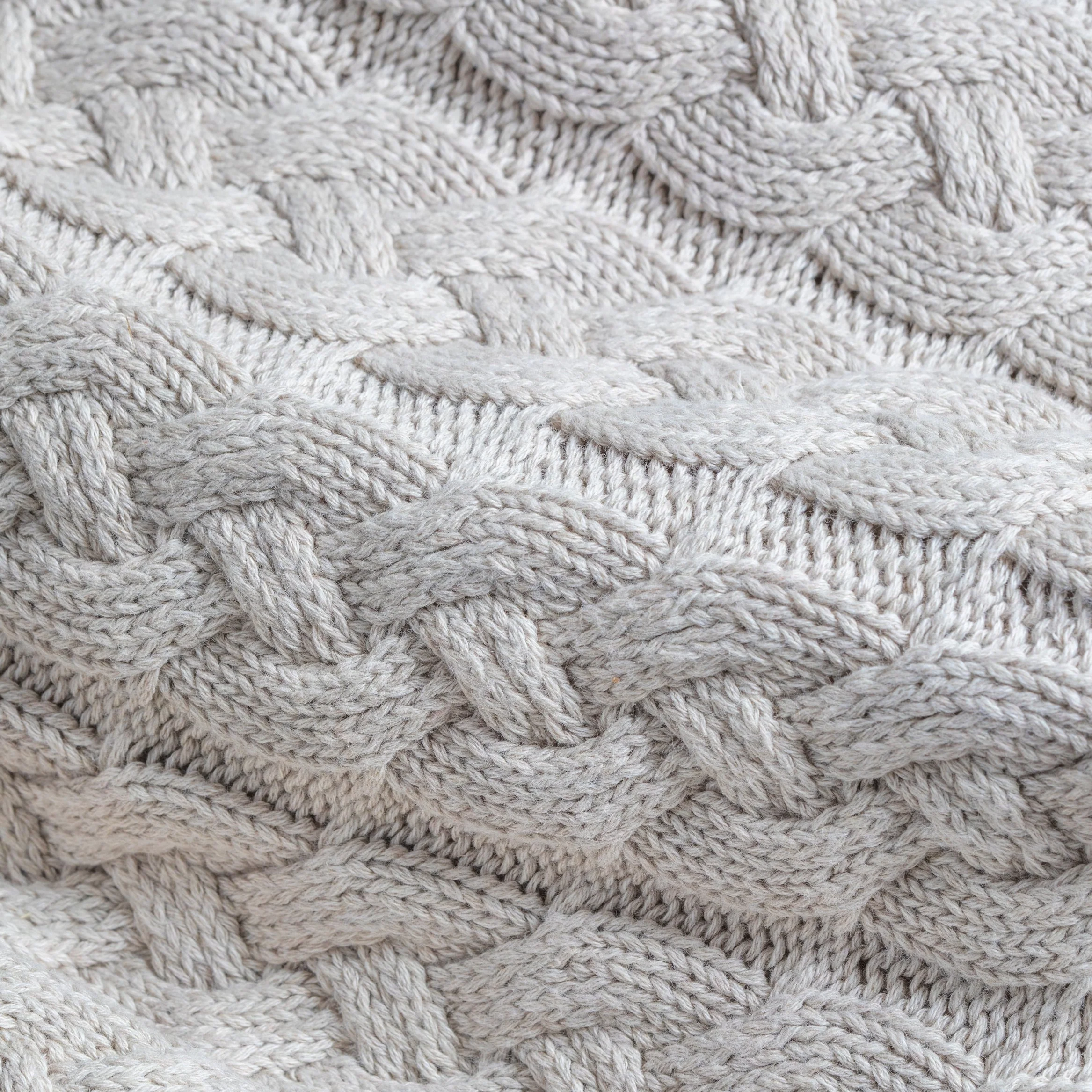 Lightweight Belmont Double Cable Knit Throw Linen Reliable