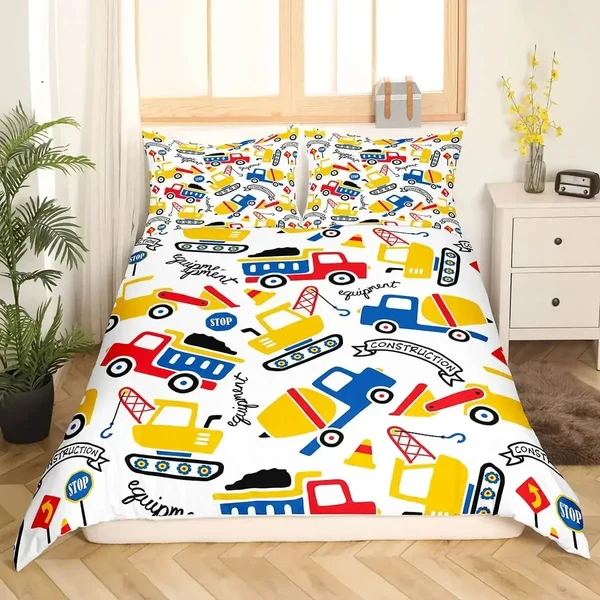 Natural Truck Excavator Doona Cover Comfortable