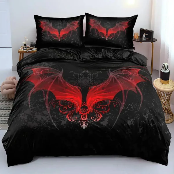 Minimalist Gothic Style Bat Duvet Cover Powerful