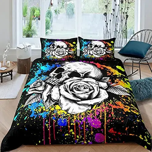 Natural 3D Rose Skull Doona Cover Specialty