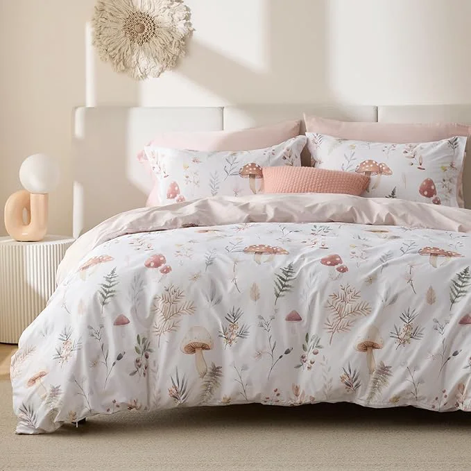 Enhanced Bedsure Duvet Cover Queen Size – Cotton Reversible Cute Flower Floral Duvet Cover Set with Zipper Closure 3 Pieces Soft amp Breathable PureWoven Shell Beige Bedding Set with 2 Pillow Shams 20 quot x26 quot Sophisticated