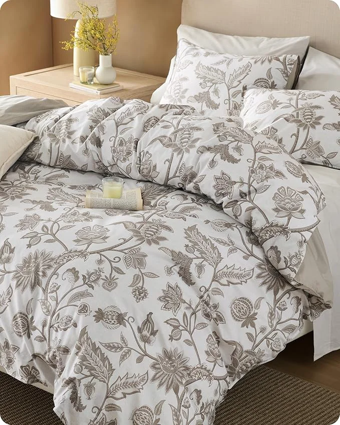 High-End Bedsure Floral Duvet Cover Queen Size – Cotton Reversible Entwined Vines Pattern Duvet Cover Set 3 Pieces Soft amp Breathable PureWoven Bedding Set with 2 Pillow Shams Linen Vines 90 quot x90 quot Versatile