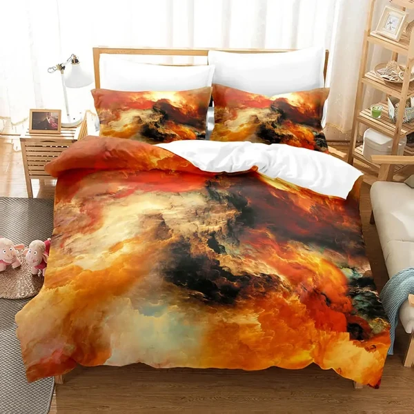 Easy-to-Use Fire Red Abstract Marble Duvet Cover Unique