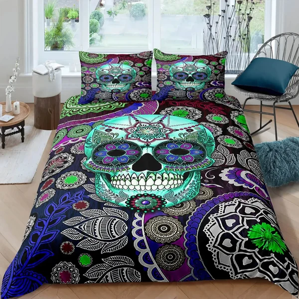 Convenient 3D Mandala Skull Quilt Cover Proven
