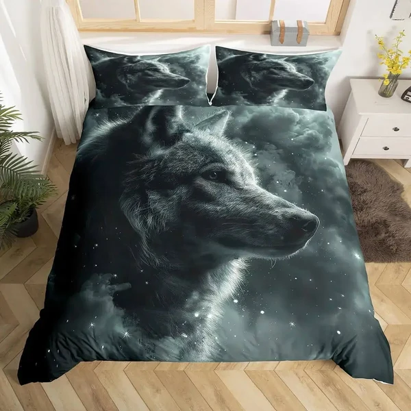 Enhanced 3D Wolf Doona Cover Traditional