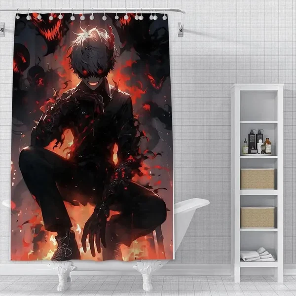 Premium Tokyo Ghoul 3D Bath Curtain Enhanced