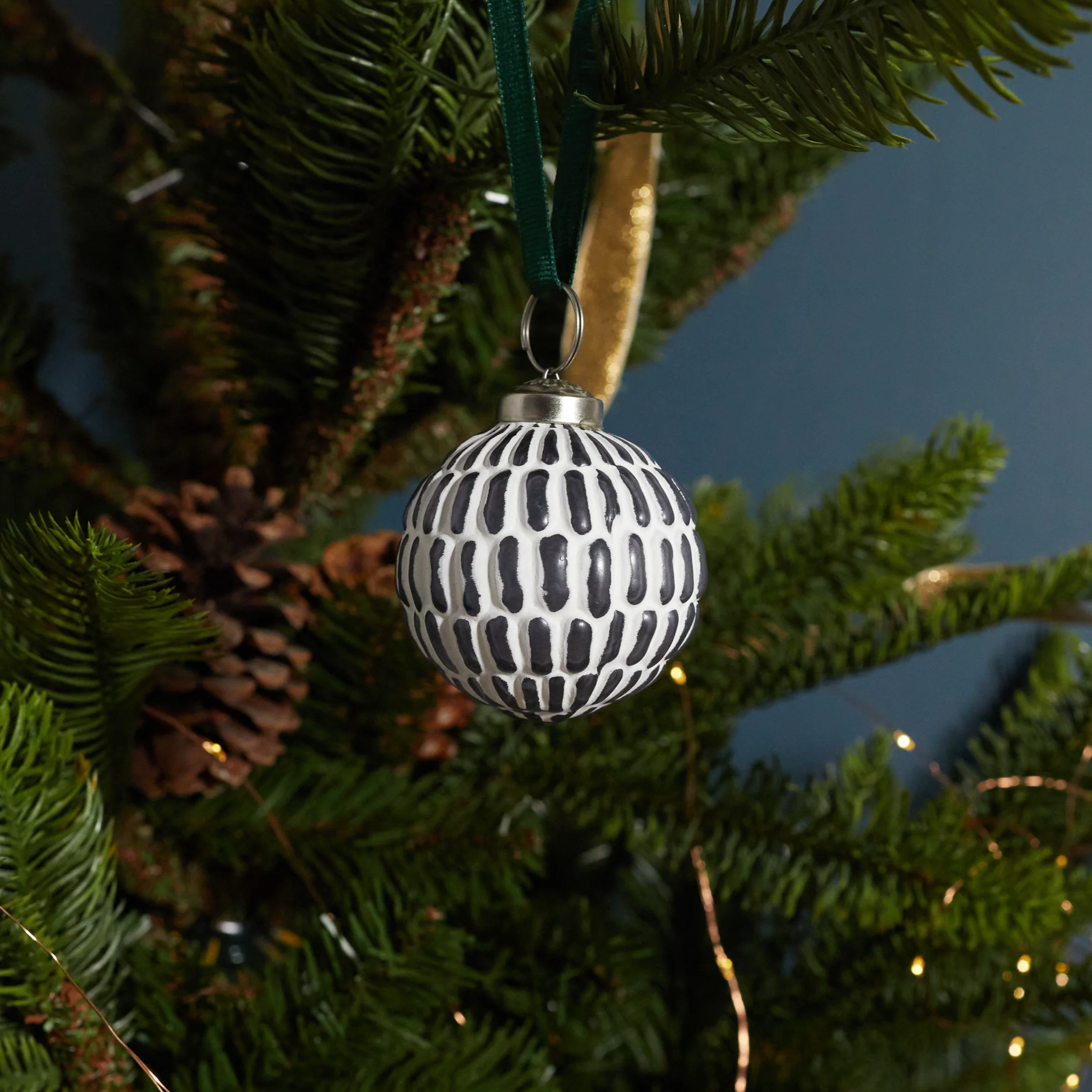 User-Friendly White amp Grey Glass Ornament Dash Ball Verified