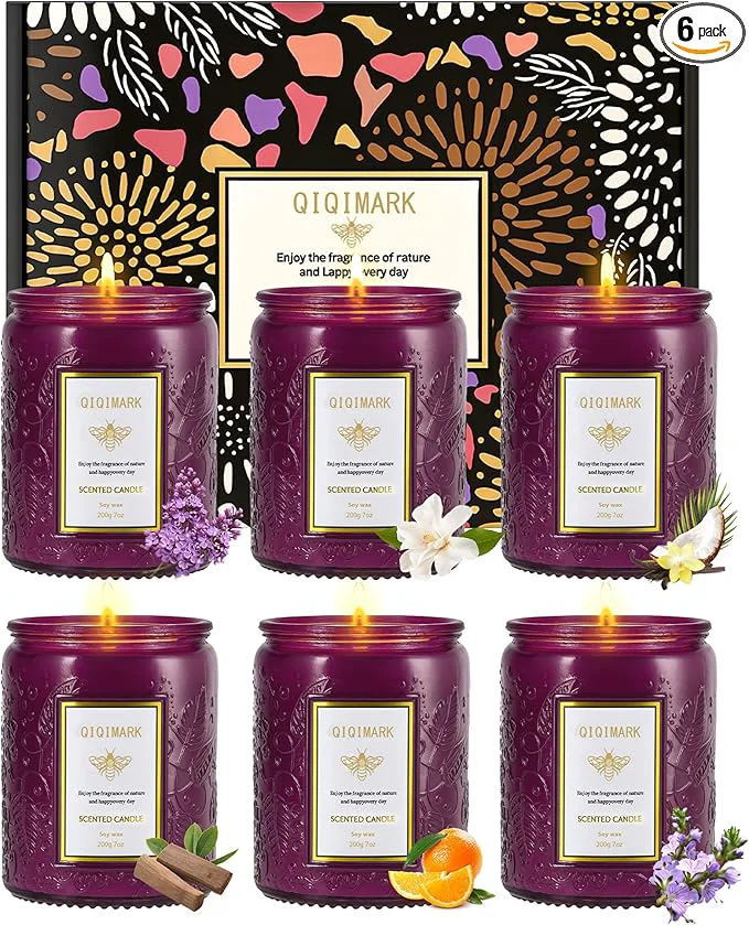 Carefully Designed 6 Pack Candles for Home Scented Christmas Gifts Candle Set for Women 42 oz Breathable