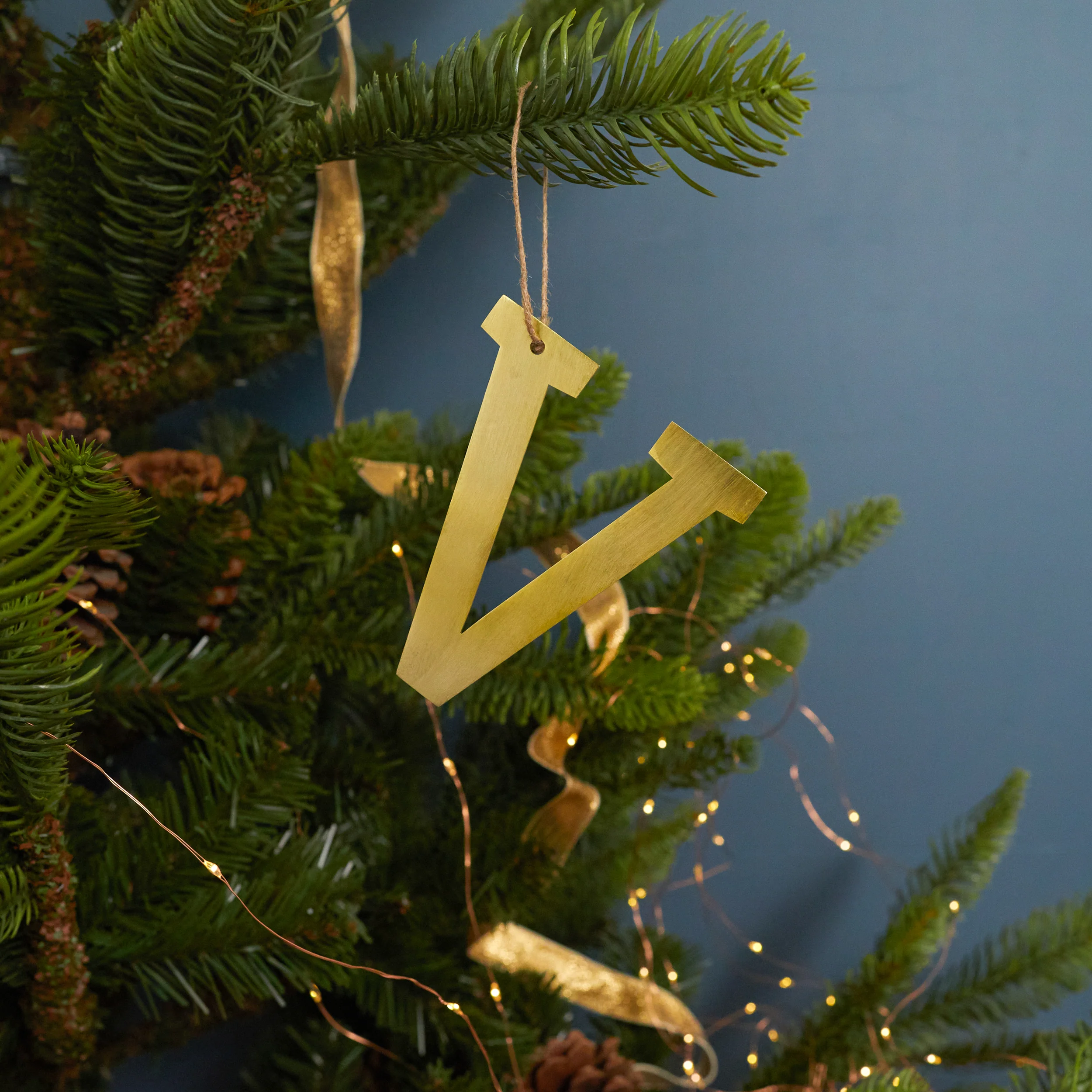 Crafted Gold Letter Ornament V Selected
