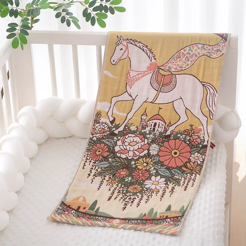 Fine Ownkoti Rustic Horse Floral Cotton Gauze Towel Excellent