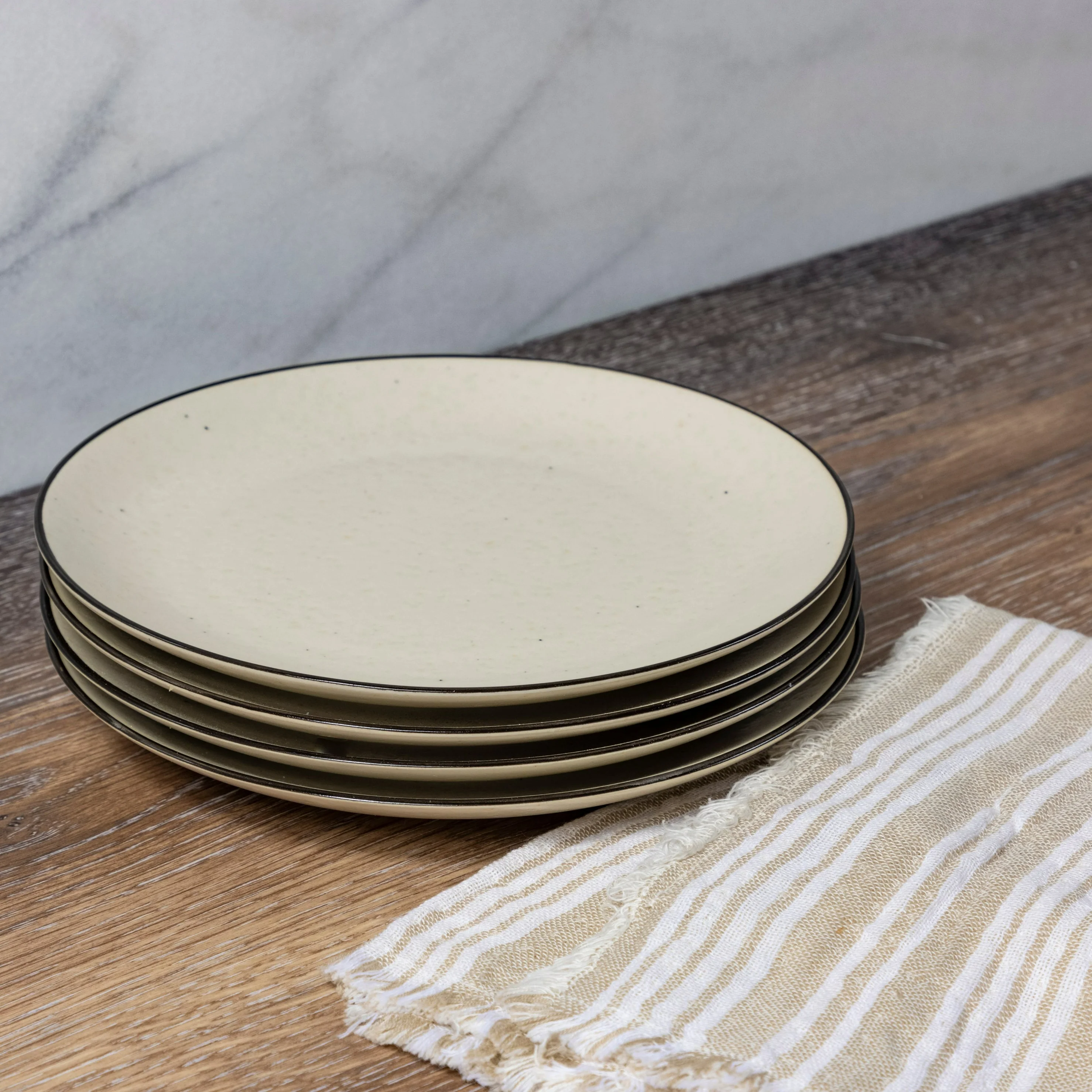 Environmentally Friendly Augusta Side Plate Natural with Black Set of 4 Official