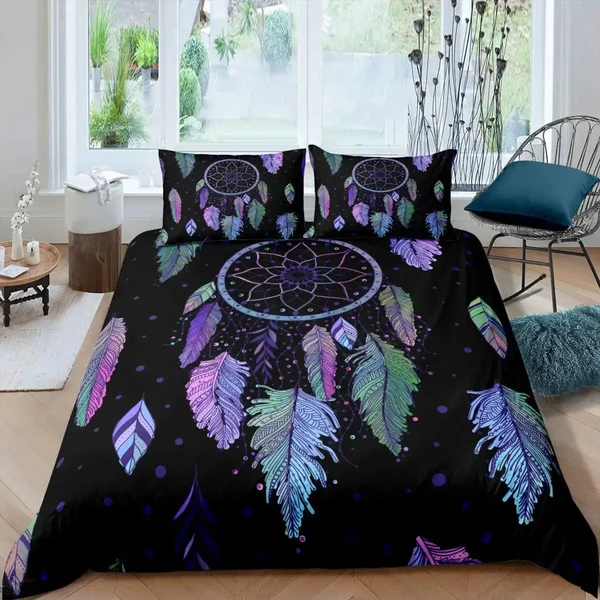 High-Grade Colorful Feather Dream Catcher Quilt Cover Exclusive