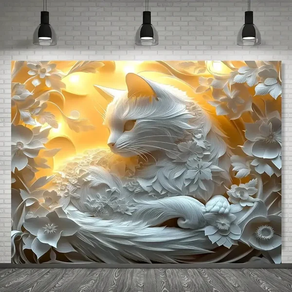 Authentic 3D Floral Cat Tapestry Original