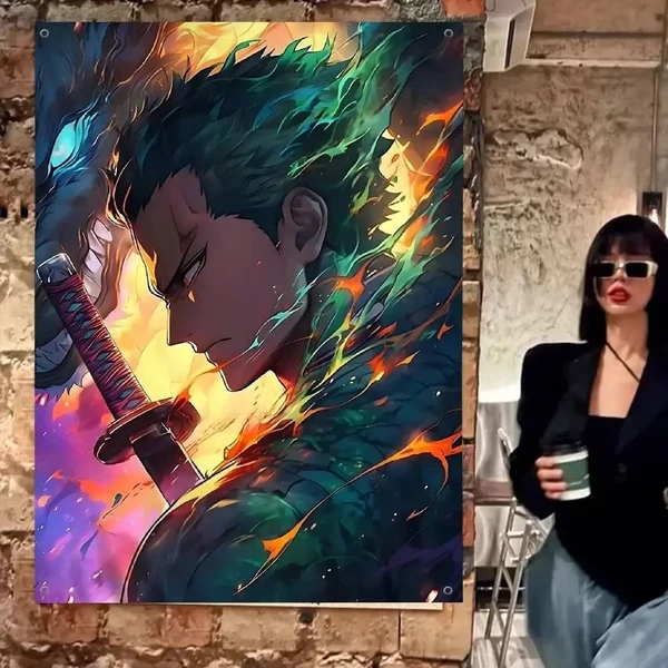 Detailed Roronoa Zoro Anime Wall Tapestry Eco-Friendly