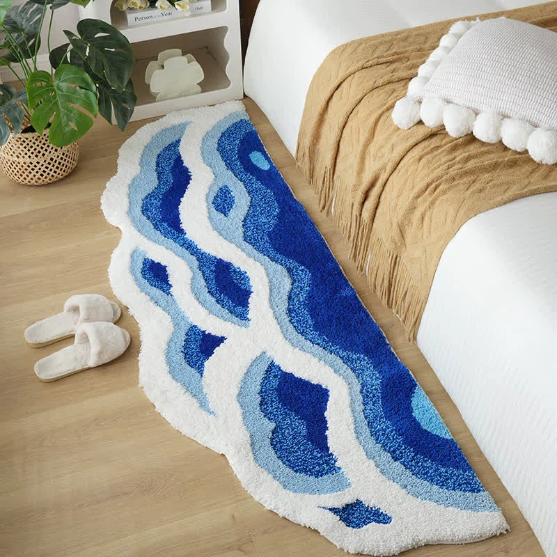 Versatile Ownkoti 3D Ocean Wave Tufted Bath Rug Optimized