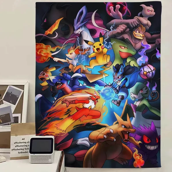 Genuine 3D Pokemon Cartoon Tapestry Powerful