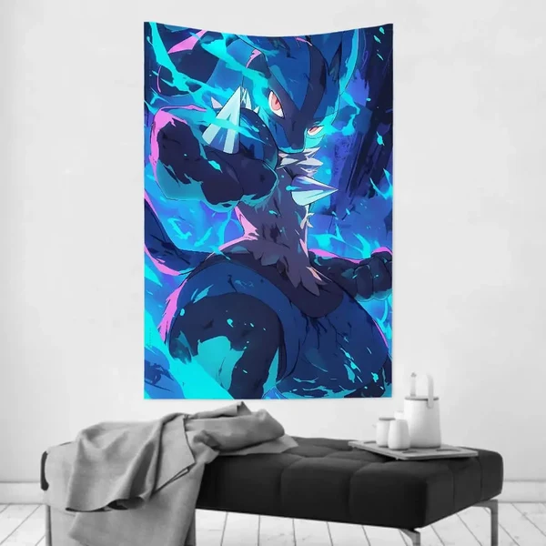 Smart Lucario Pokemon Tapestry Enhanced