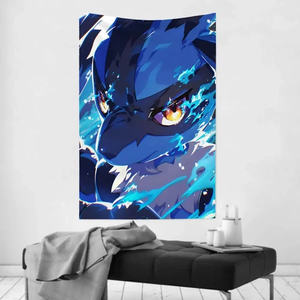 Prestigious Lucario Pokemon Wall Hanging Tapestry Enhanced