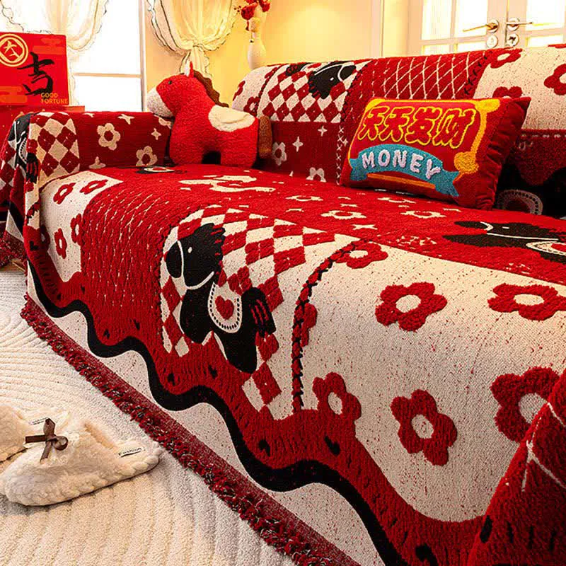 High-Grade Ownkoti Year of the Horse Full Coverage Sofa Cover Comfortable
