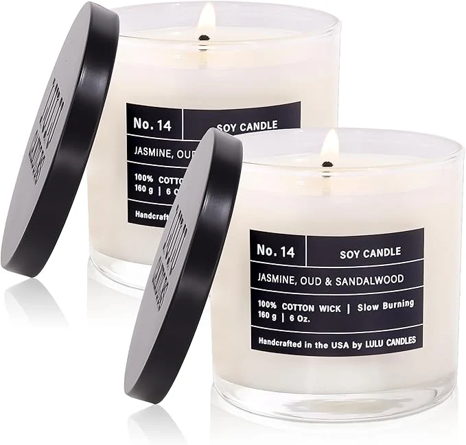 High-Performance Lulu Candles Jasmine Oud Sandalwood Luxury Scented Soy Jar Candle Hand Pure