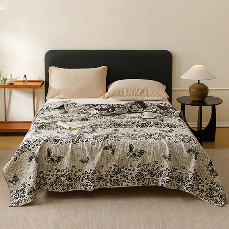 Premium Ownkoti Cottage Floral Butterfly Pure Cotton Quilt Natural