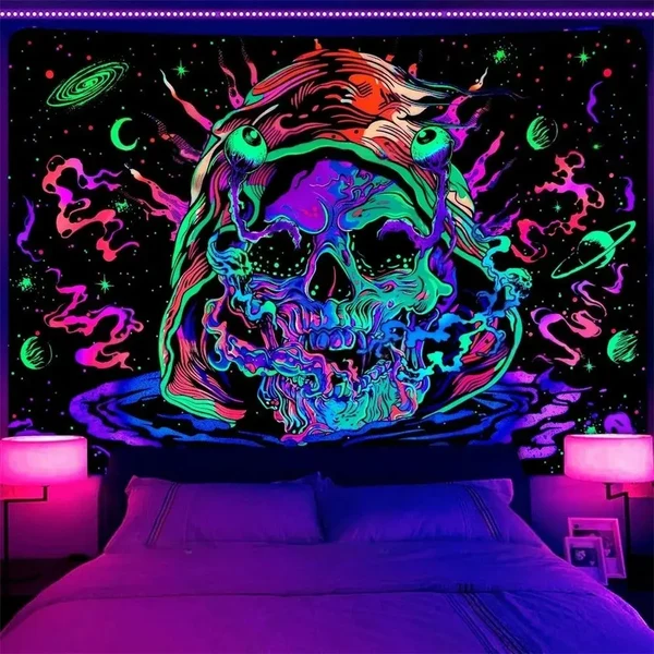 Eco-Friendly Trippy Skeleton DJ Wall Banner Verified
