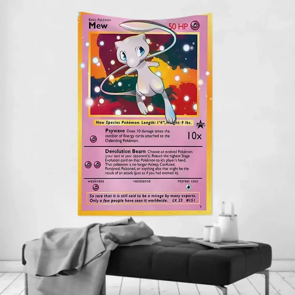 Superior Mew Wall Hanging – Pokemon Card Tapestry Convenient