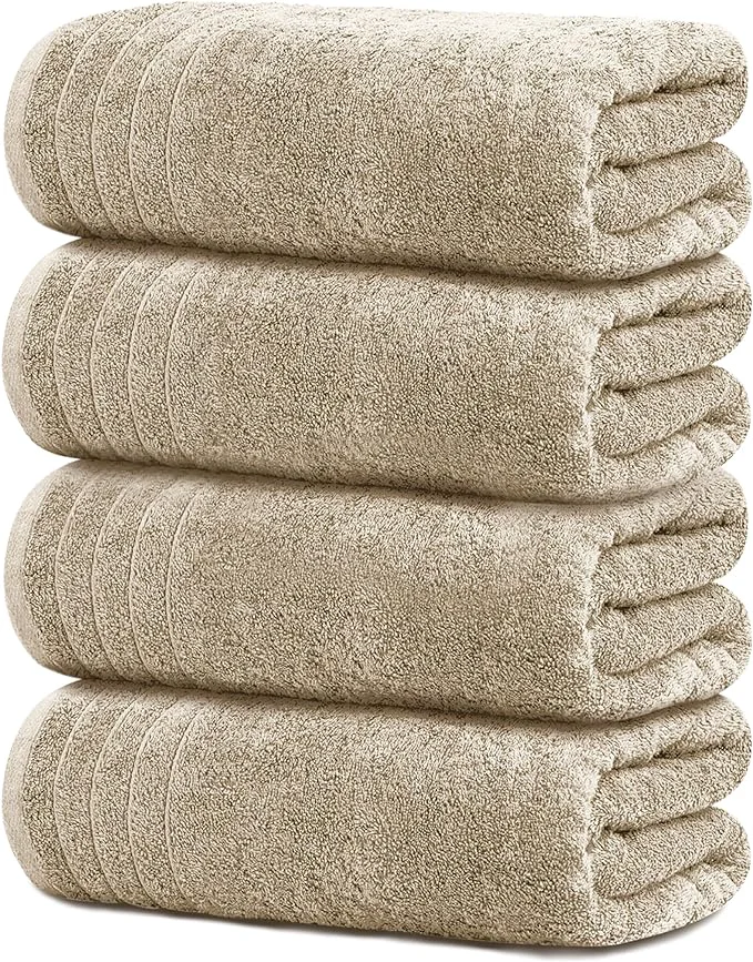 Original Tens Towels Pack of 4 Extra Large Bath Towels 30 x 60 Inches Cotton Easy-to-Use