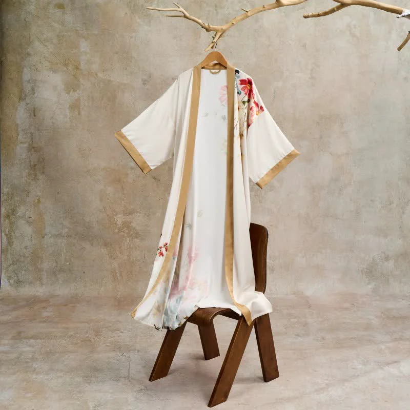 Functional Ownkoti Oriental Luxurious Flower Kimono Style Bathrobe Exclusive