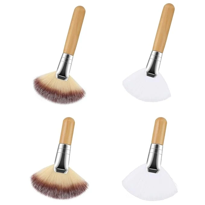 Fast 4Pcs Fluffy Facial Brushes Esthetician Fan Brushes Esthetician Short Handle Fan Fine