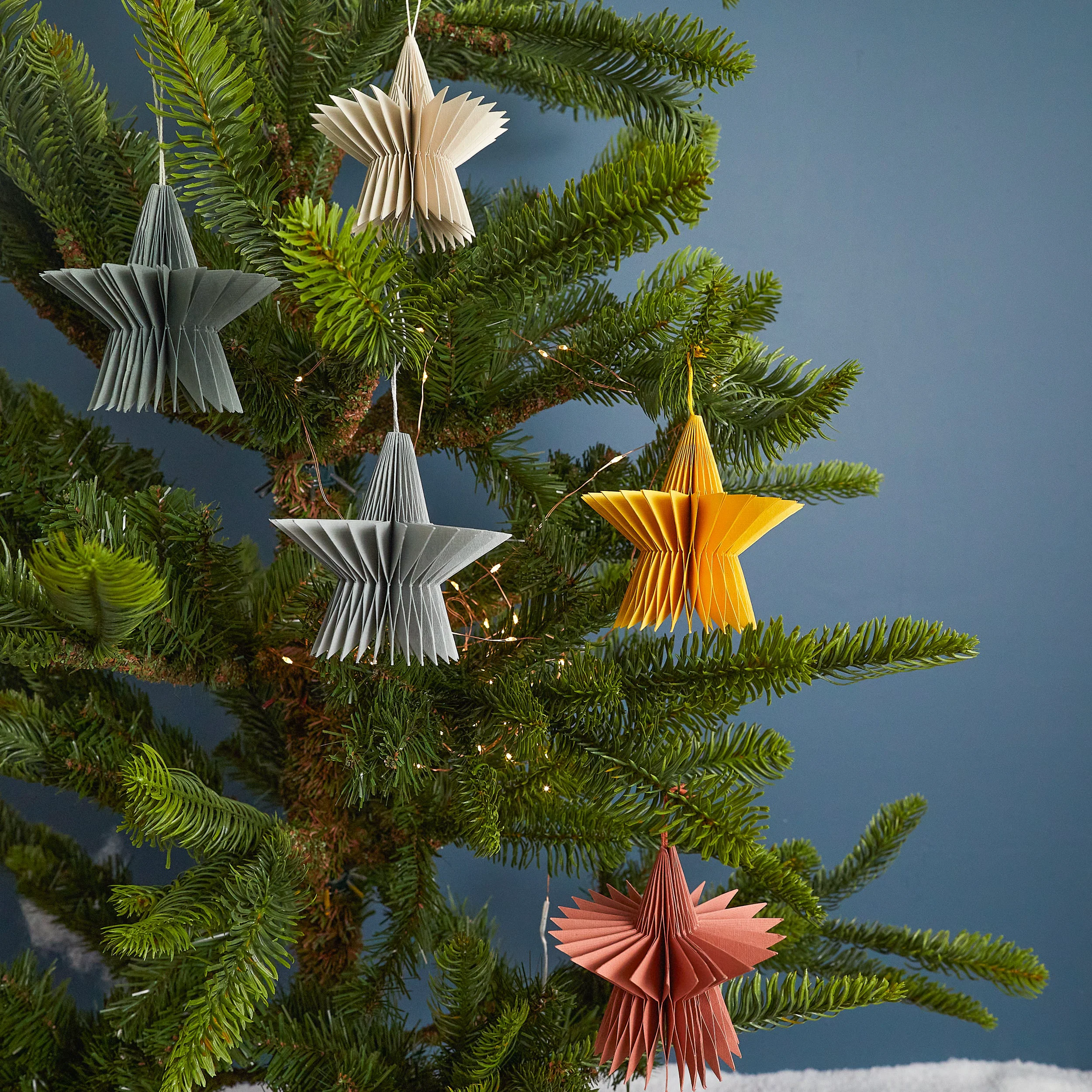 Unique Recycled Paper Star Ornament Set of 5 Dependable