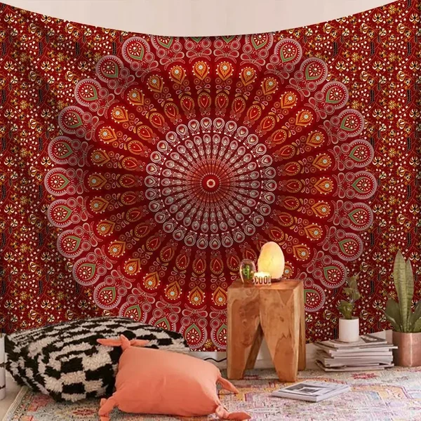 Sustainable Indian Mandala Yoga Blanket Tapestry Safe