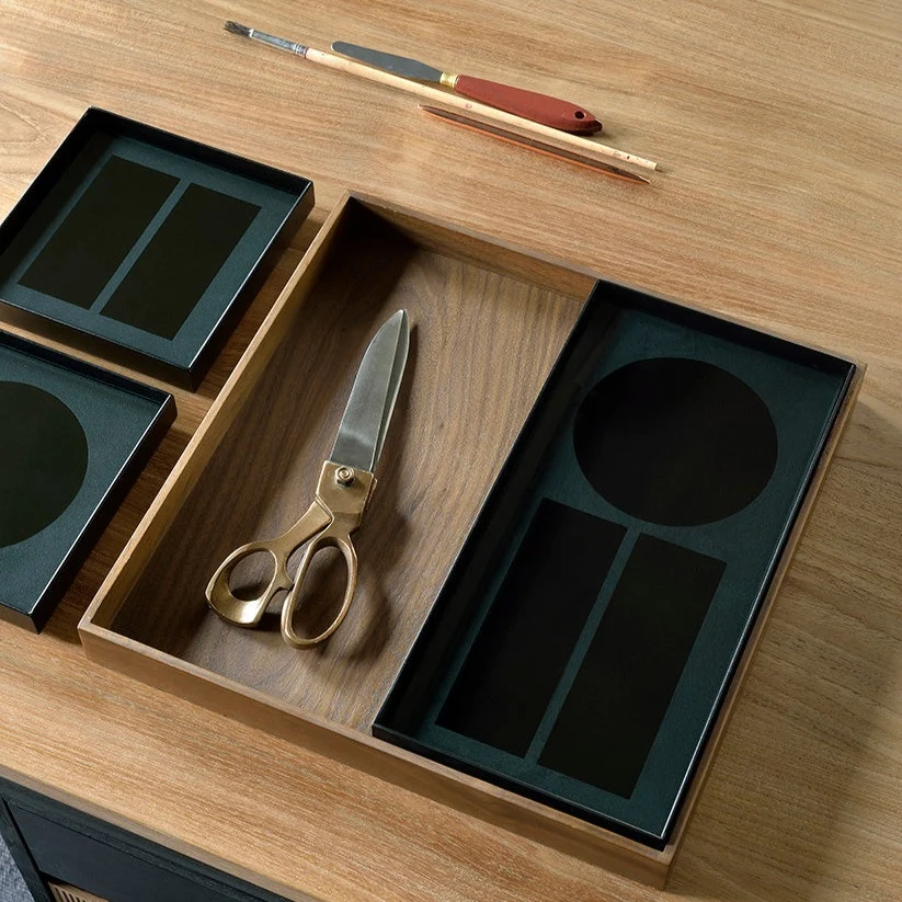 Smart Desk Organiser Set Glass Walnut Holder Comfortable