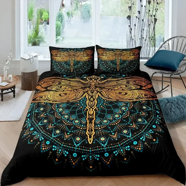 Specialty Boho Dragonfly Duvet Cover Set Artisan