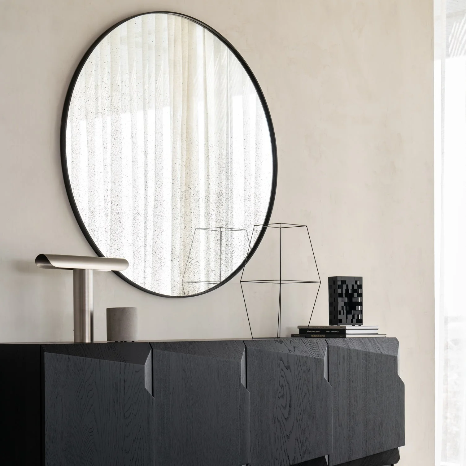 Unique Aged Round Wall Mirror 36.5 Clear Contemporary