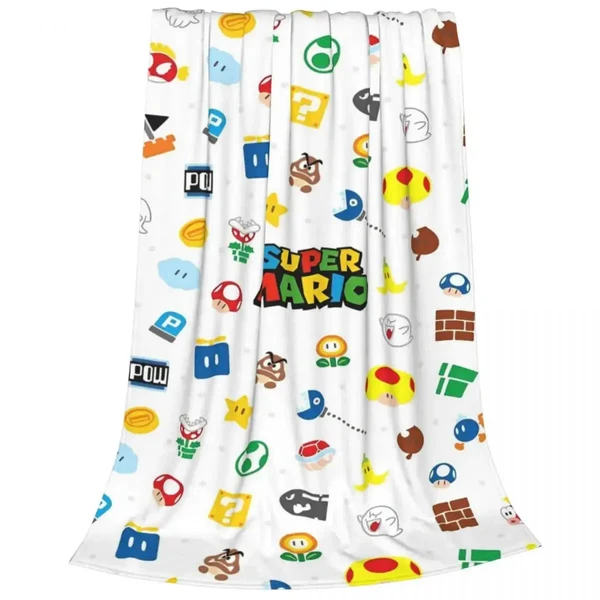 Minimalist Super Mario Cartoon Throw Blanket Elegant