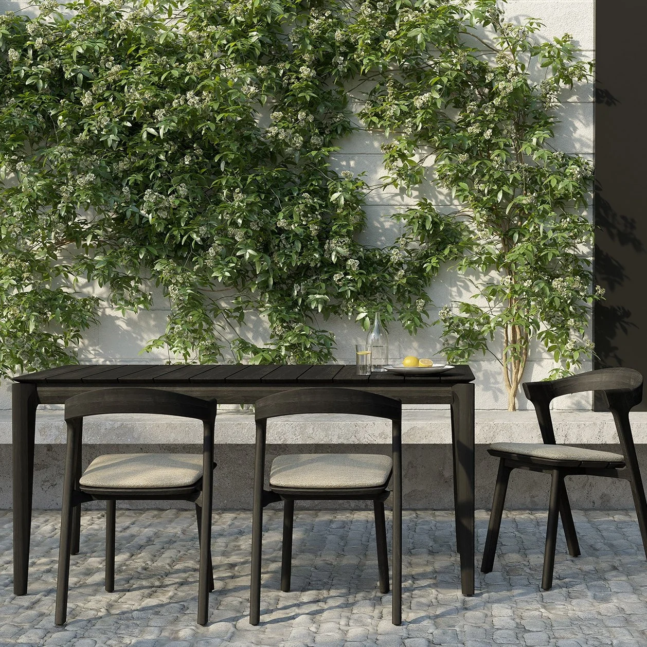 Detailed Bok Solid Black Teak Outdoor Dining Table 64 quot Superior