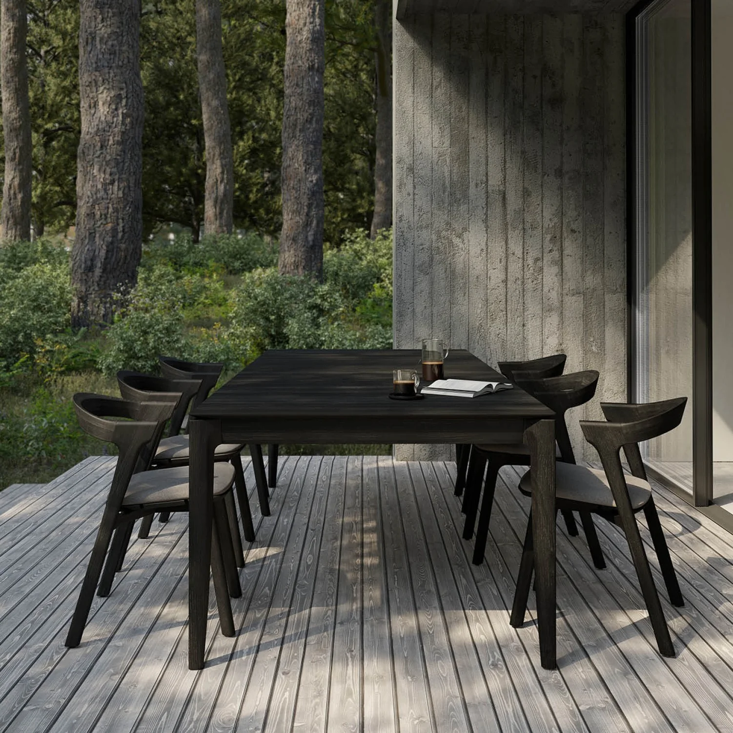 Exclusive Bok Solid Black Teak Outdoor Dining Table 98 quot Quality