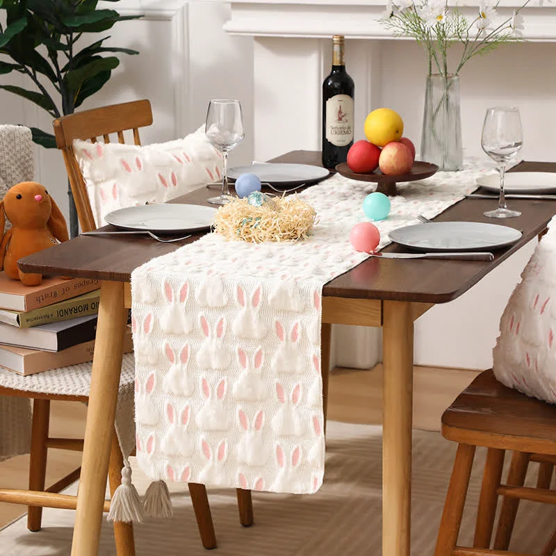 Prestigious Ownkoti Easter Bunny Head Pattern Table Runner Contemporary