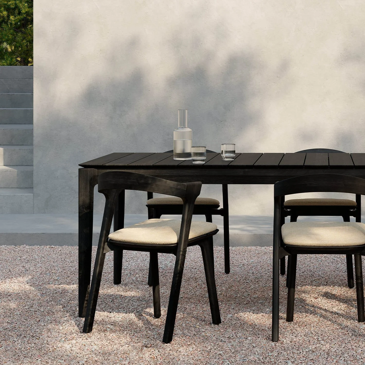 Next-Generation Bok Solid Black Teak Outdoor Dining Table 118 quot Prestigious