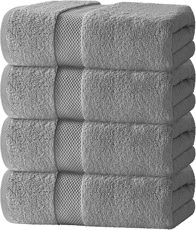 Functional White Classic Luxury Bath Towels Set of 4 Large Effective