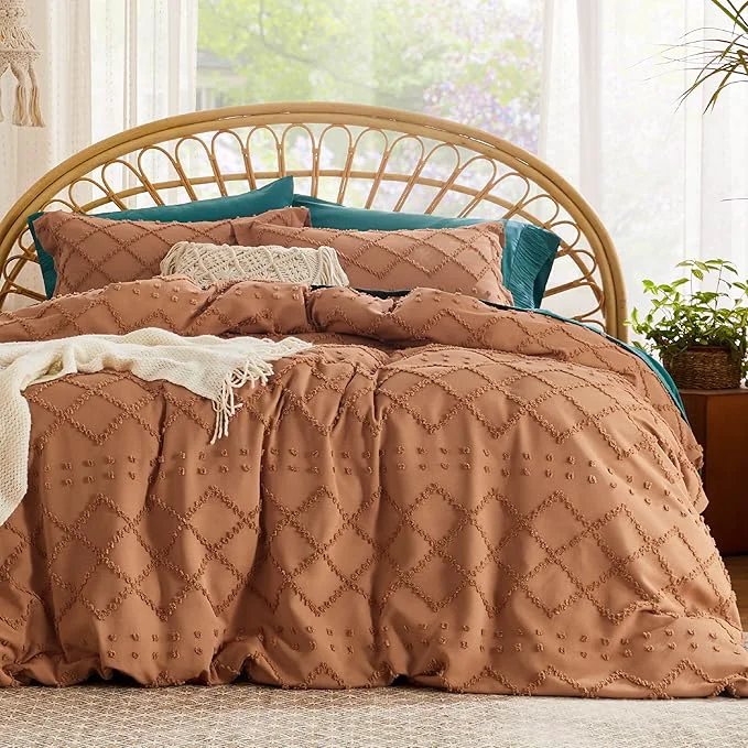 Trusted Bedsure Boho Cal King Duvet Cover – Burnt Orange Breathable amp Soft Boho Bedding Machine Washable Comforter Cover for All Seasons Includes 1 Duvet Cover 104 quot x98 quot with 2 Pillow Shams amp Zipper Closure Fine