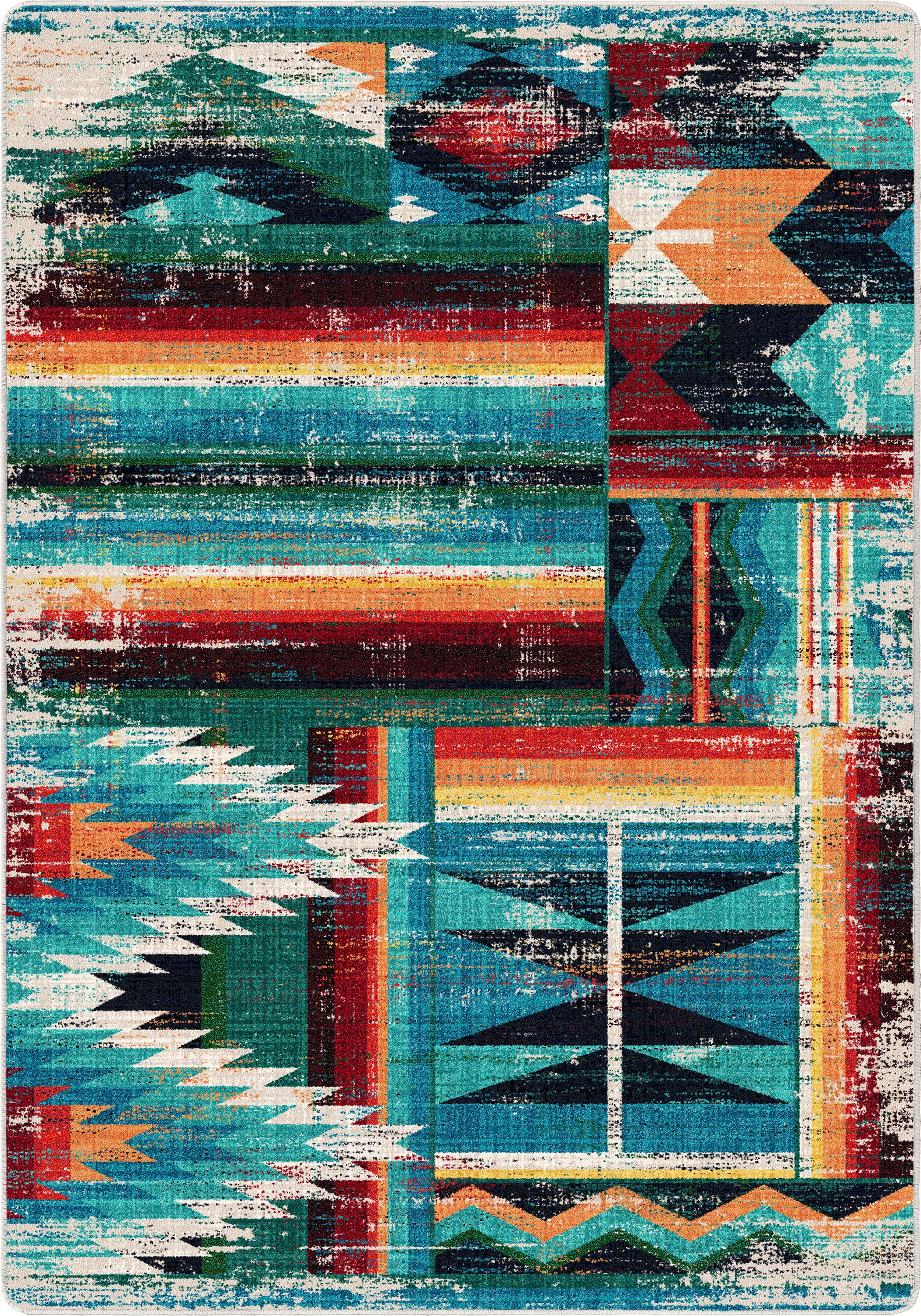 Innovative Caverns Rug – Turquoise Patchwork Quality