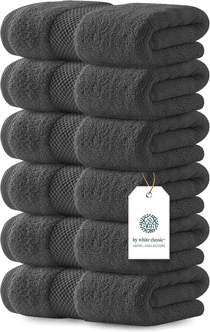 Unique White Classic Luxury Charcoal Hand Towels Lightweight