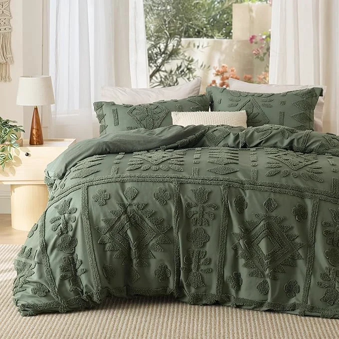 Fine Crafted Bedsure Boho Duvet Cover King Size Soft amp Comfortable Elegant Design Boho Bedding for Decoration Machine Washable Comforter Cover for All Seasons Includes 1 Duvet Cover amp 2 Pillow Shams Olive Green Optimized