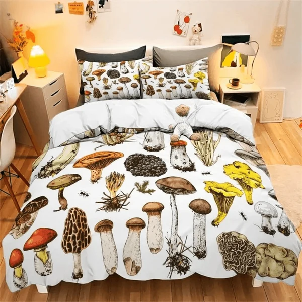 Casual Watercolor Mushroom Doona Cover Contemporary